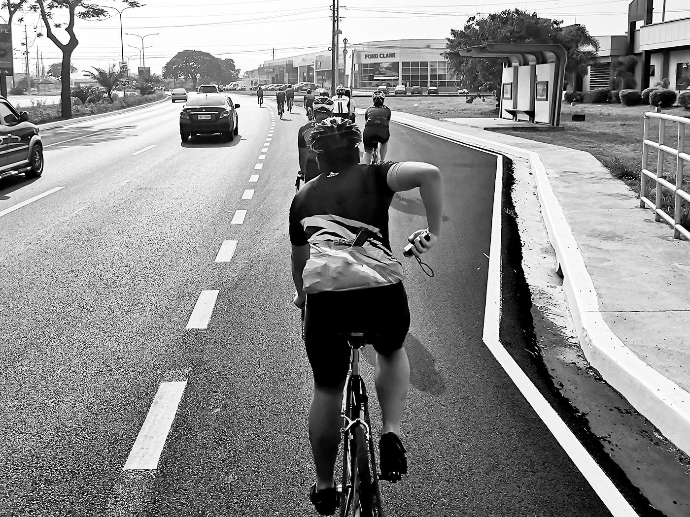 Cyclists at Clark Freeport